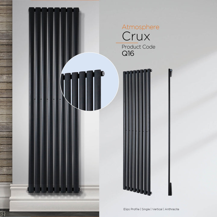 DRQ16180354VAS4 - Warmhaus Crux Single Panel Vertical Radiator in Anthracite - Coa Living