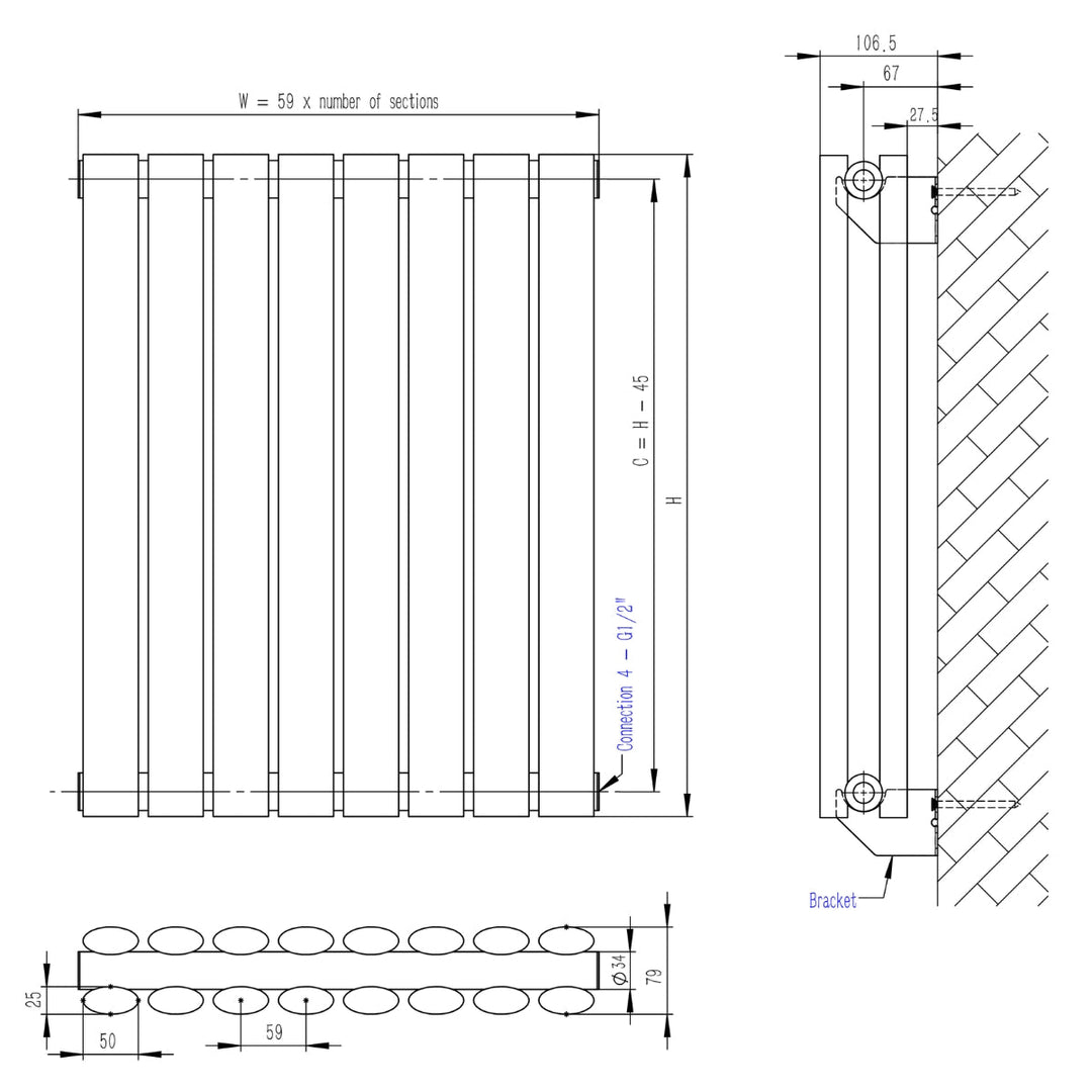 DRQ20160354VAD4 - Warmhaus Orion Double Panel Vertical Radiator in Anthracite - Coa Living