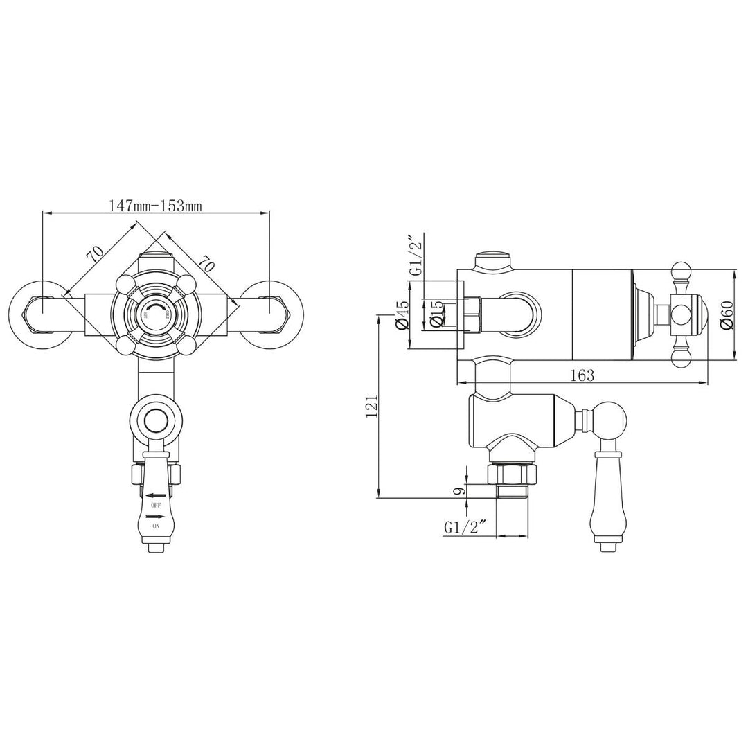 EXPOSEDVALVE001 - Harrogate Exposed Thermostatic Shower Valve in Chrome - Coa Living