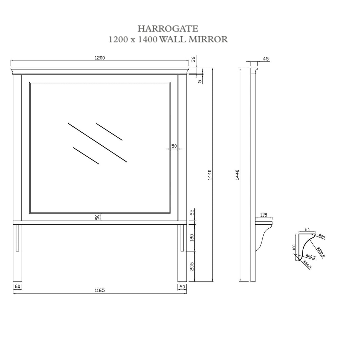 HARR-1200-MIRROR-DOVETAIL - Harrogate Large Wooden Framed Bathroom Mirror - Coa Living