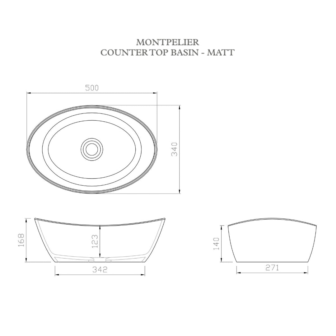 HARR-MONT-BASIN-9003 - Harrogate Montpelier Countertop Basin in Matt White - Coa Living