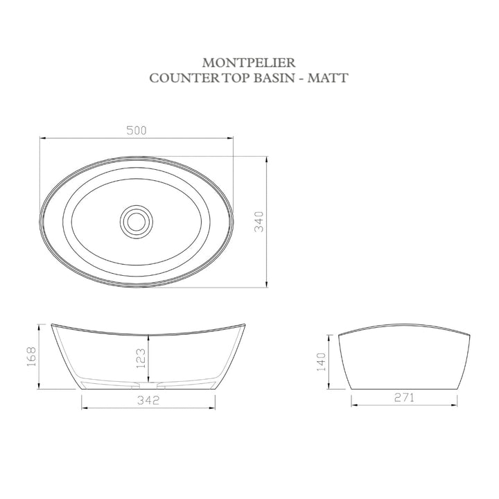 HARR-MONT-BASIN-9003 - Harrogate Montpelier Countertop Basin in Matt White - Coa Living