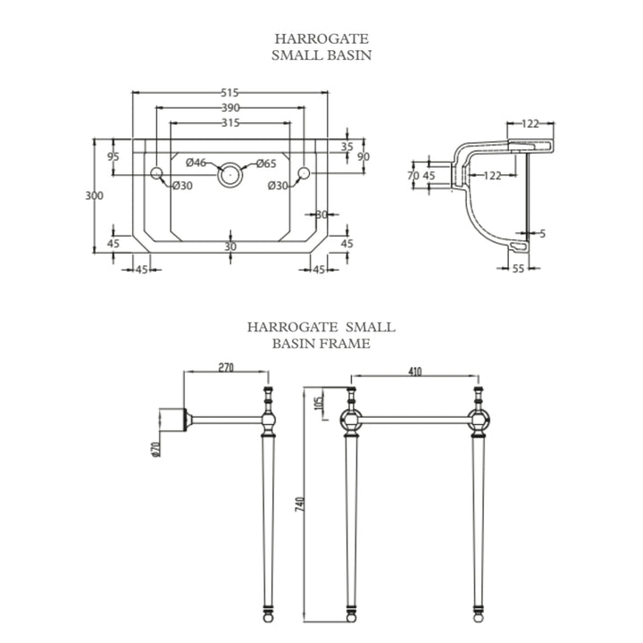 - Harrogate 515mm Basin with Frame - Coa Living