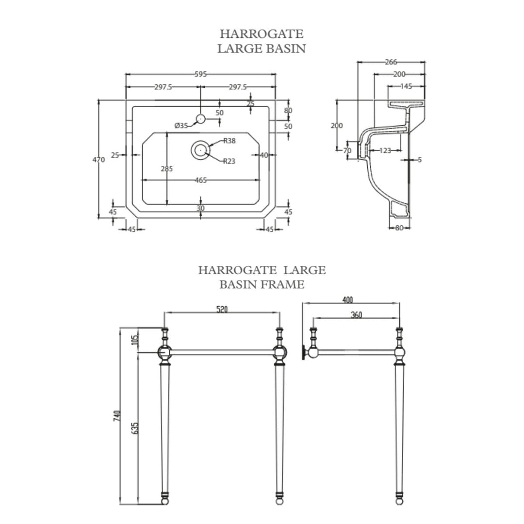 - Harrogate 595mm Basin with Frame - Coa Living