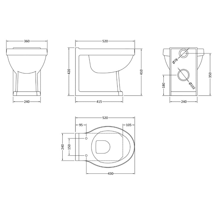 - Harrogate Back to Wall Toilet - Coa Living