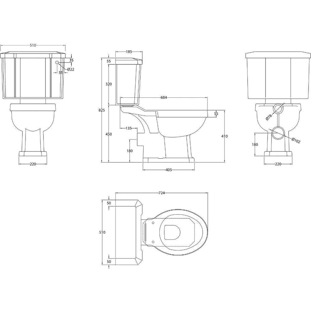 - Harrogate Close Coupled Toilet - Coa Living