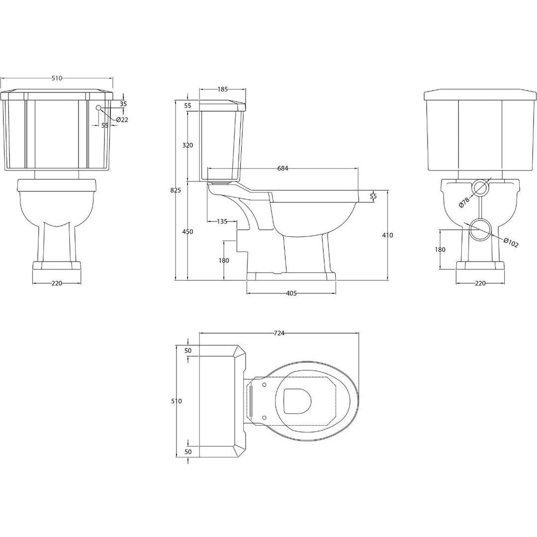 - Harrogate Close Coupled Toilet - Coa Living