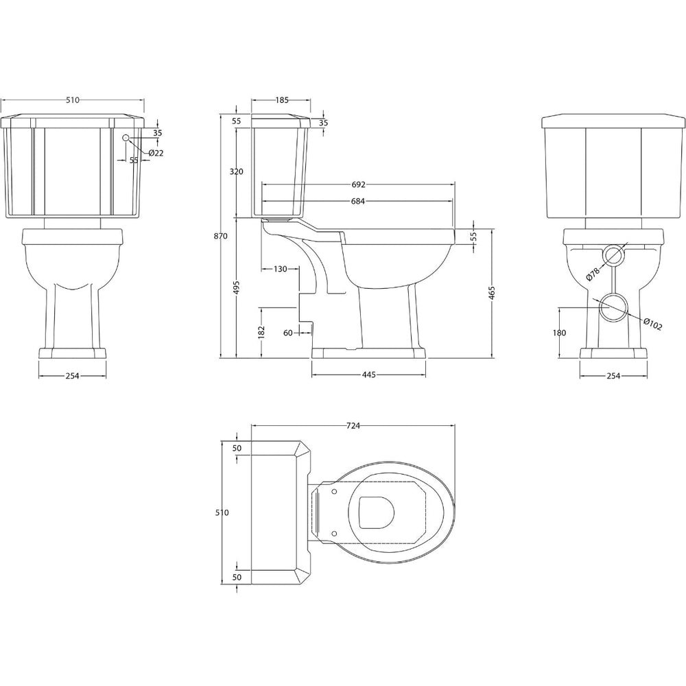 - Harrogate Comfort Height Close Coupled Toilet - Coa Living