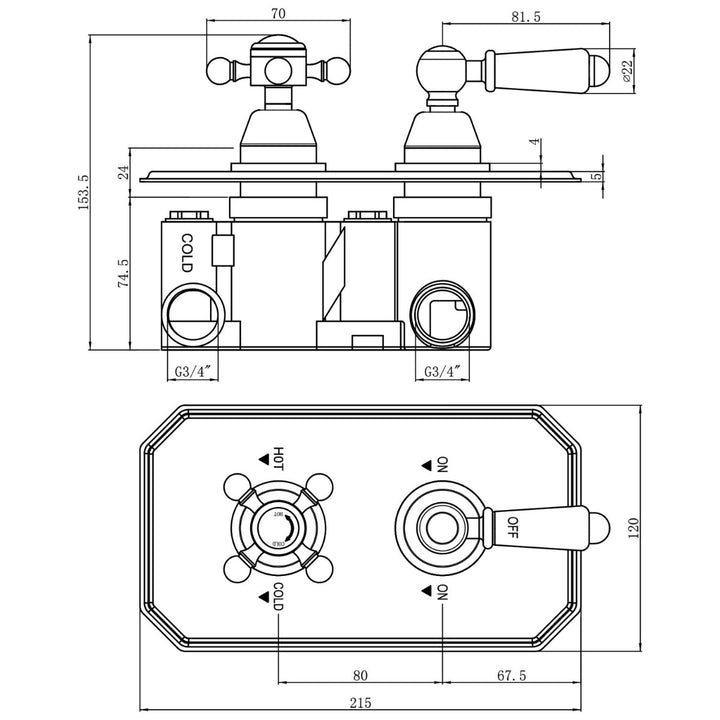 - Harrogate Twin Concealed Thermostatic Shower Valve with Diverter in Chrome - Coa Living