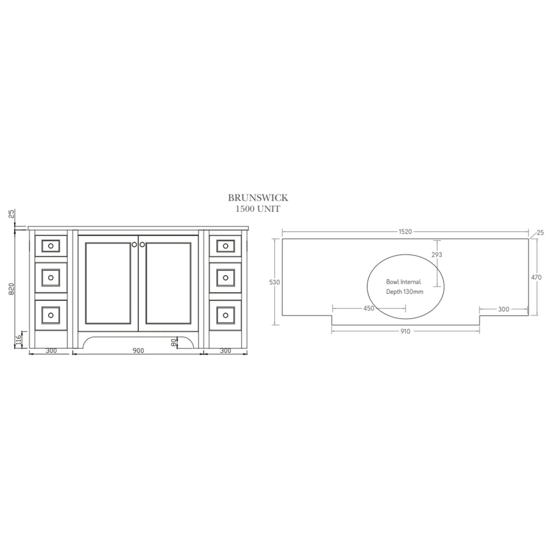 HARRPACK057 - Harrogate Brunswick 1500mm Vanity Unit - Coa Living