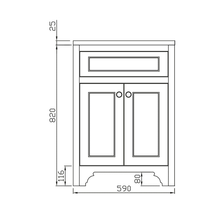 HARRPACK066 - Harrogate Ripley 600mm Vanity Unit with Undermount Basin - Coa Living