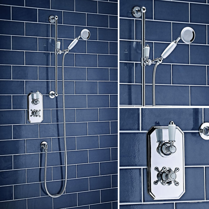 HARRPACK094 - Harrogate Traditional Thermostatic Shower Set One in Chrome - Coa Living