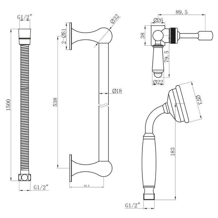 HARRPACK094 - Harrogate Traditional Thermostatic Shower Set One in Chrome - Coa Living