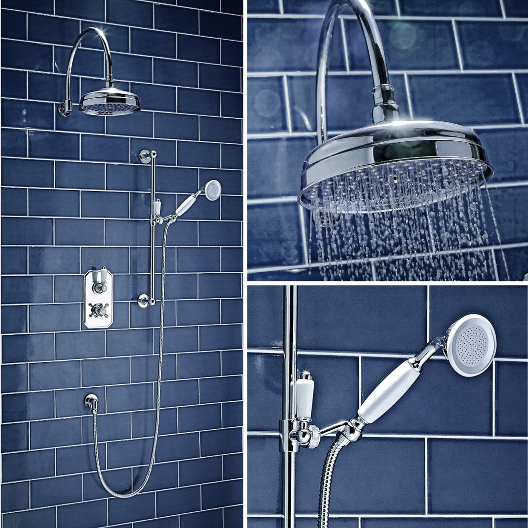 HARRPACK096 - Harrogate Traditional Thermostatic Shower Set Three in Chrome - Coa Living