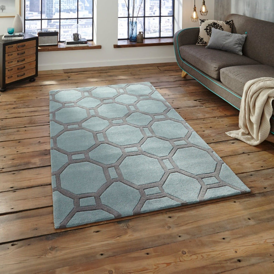 HK4338BLUGRY1217 - Hong Kong 4338 Hand Tufted Acrylic Rug - Coa Living