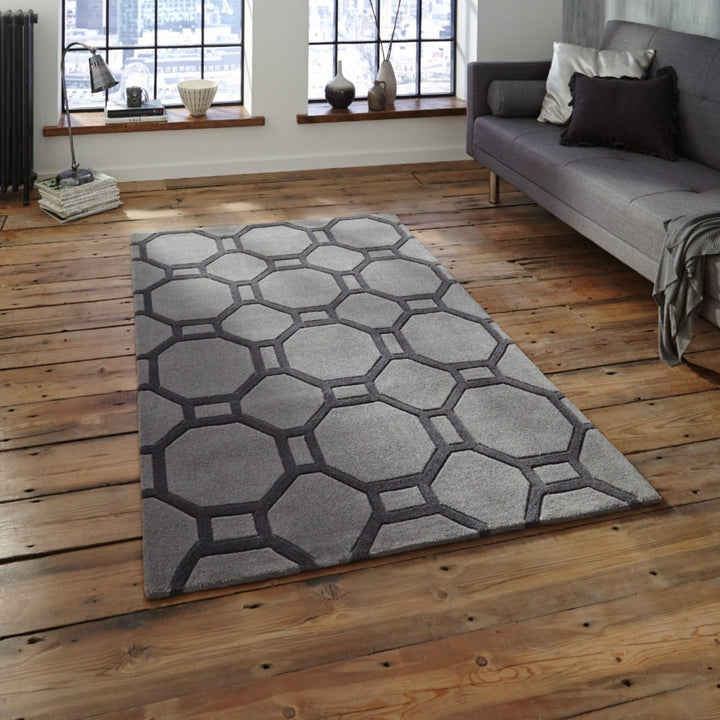 HK4338GREY12170 - Hong Kong 4338 Hand Tufted Acrylic Rug - Coa Living