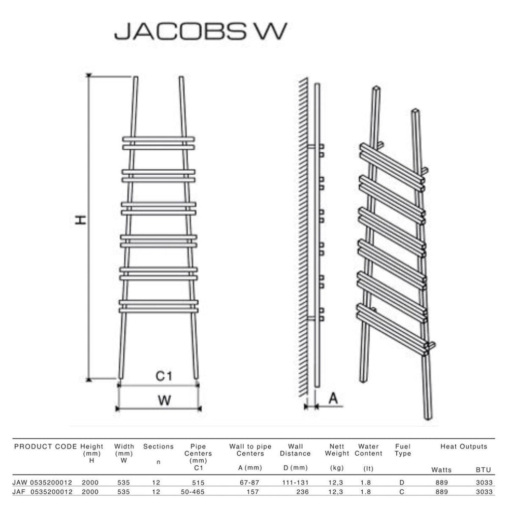 JAW 0535200012 TXB - Carisa Jacobs Aluminium Dual Heating Radiator in Textured Black - JAW 0535200012 TXB - Coa Living