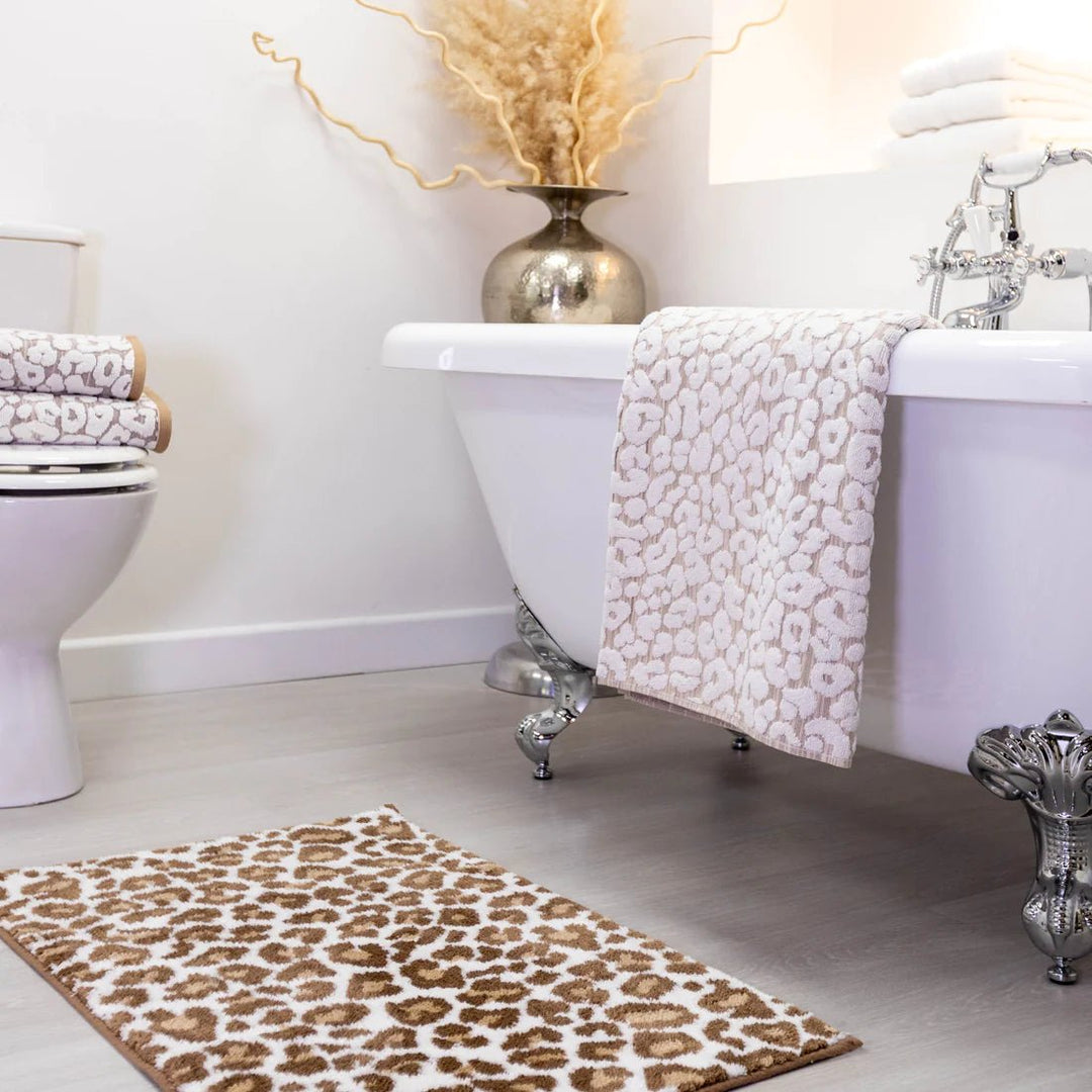 LEOPARDB/MATNATURAL - Leopard Print Bath Mat - Coa Living