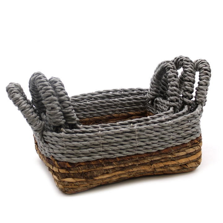 NBA-06 - Banana Leaf & Abu-Abu Raffia Square Basket - Set of 3 - Coa Living