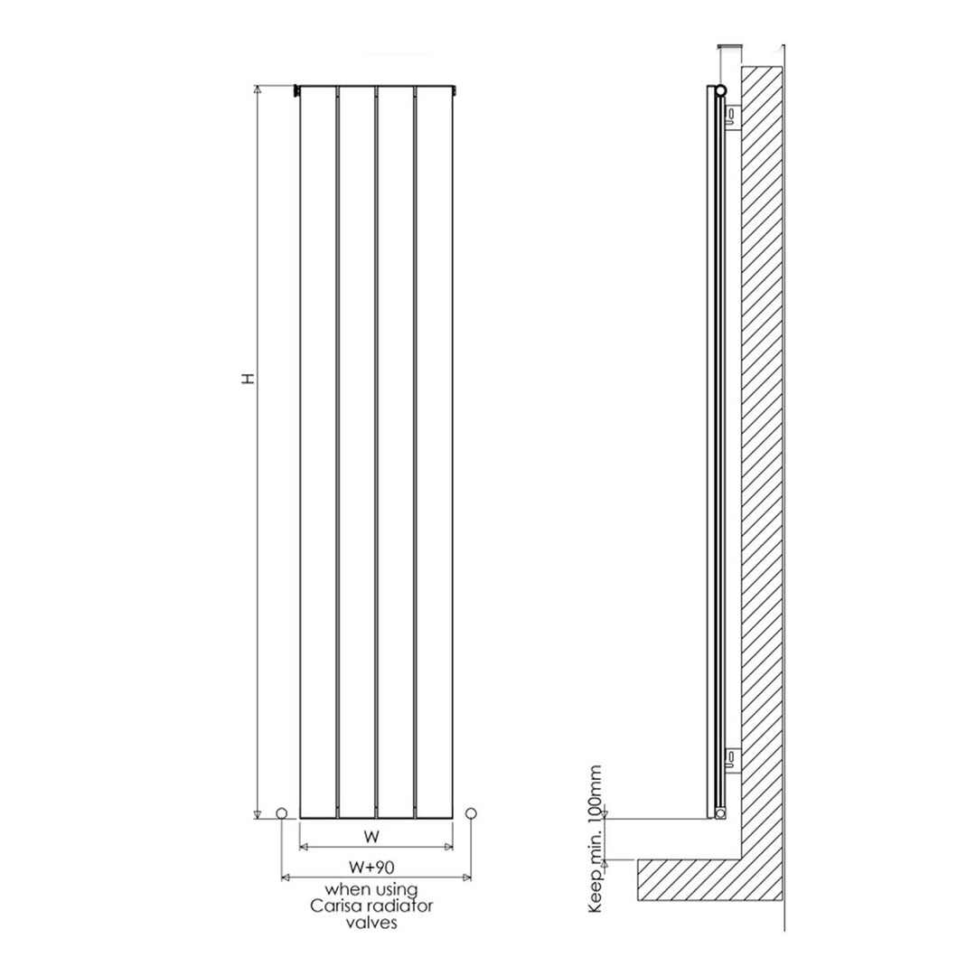 NMD 0280180003 TXB - Carisa Nemo Double Aluminium Central Heating Radiator in Textured Black - Coa Living