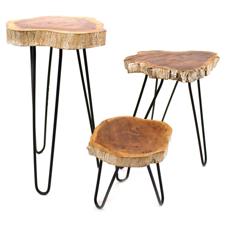 PSS-01 - Set of 3 Gamal Wood Plant Stands - Coa Living