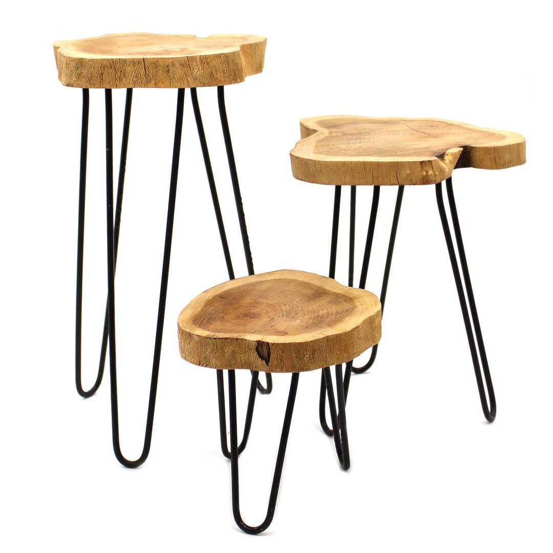 PSS-03 - Set of 3 Gamal Wood Plant Stands - Coa Living