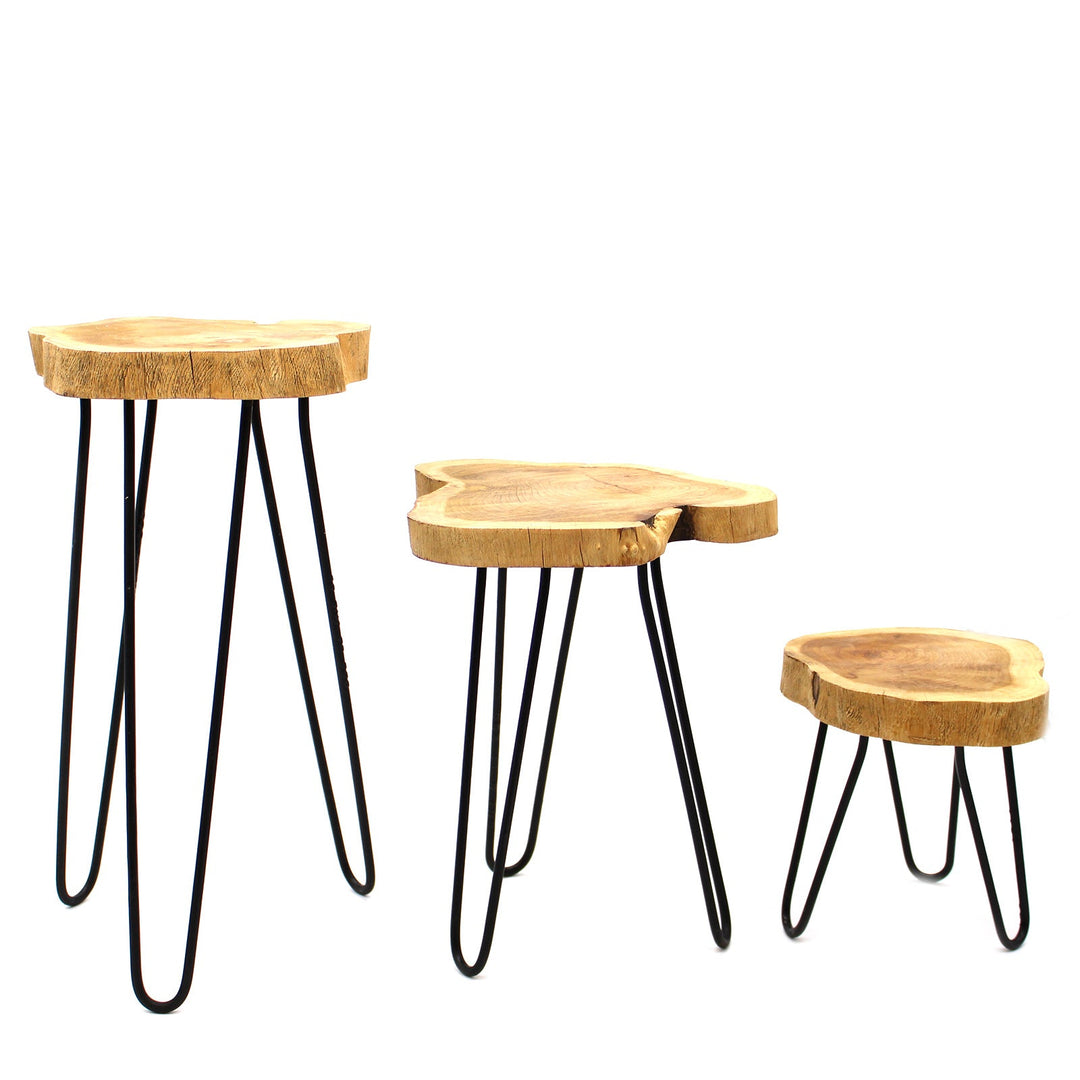 PSS-03 - Set of 3 Gamal Wood Plant Stands - Coa Living