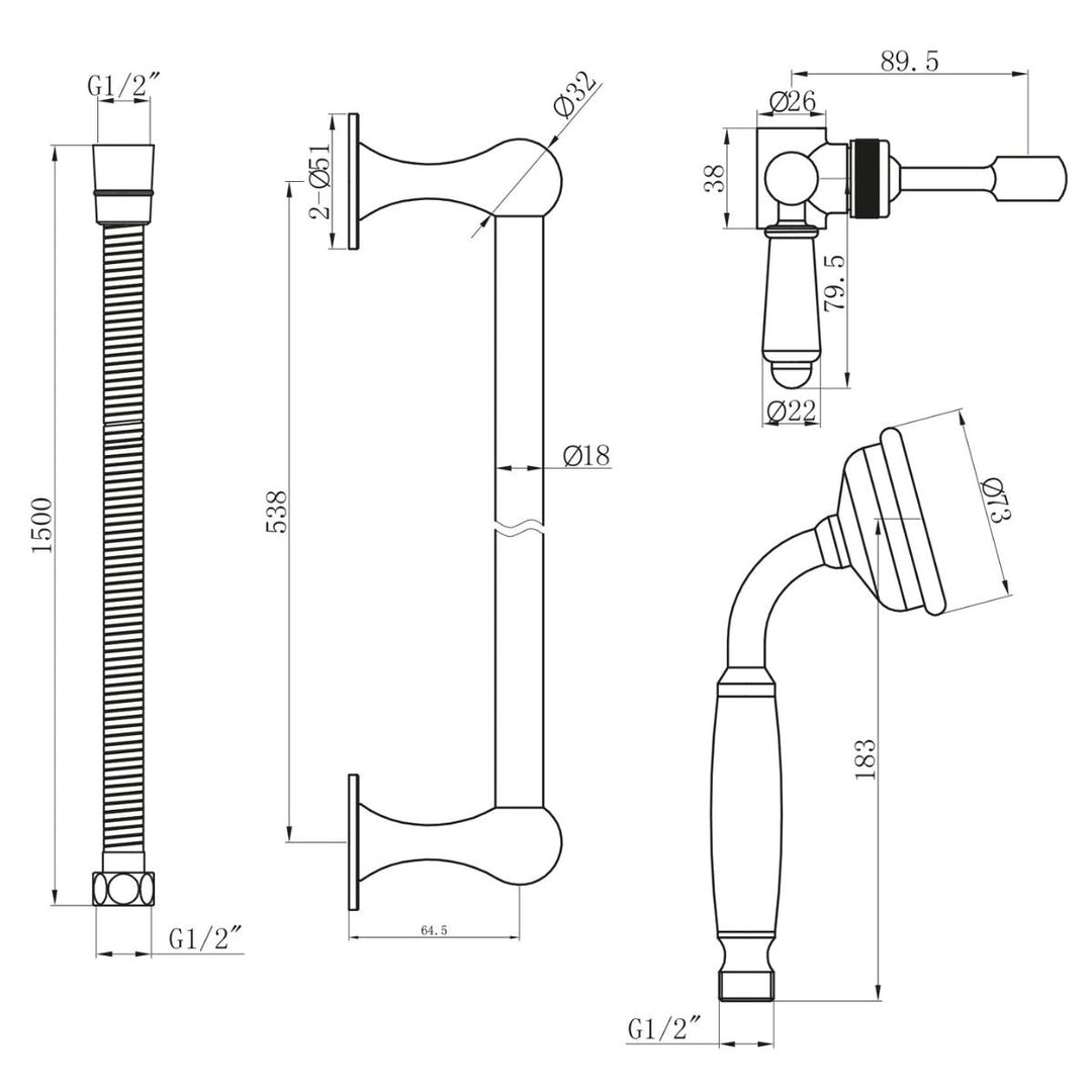 RISERKIT003 - Harrogate Riser Rail Kit in Chrome - Coa Living