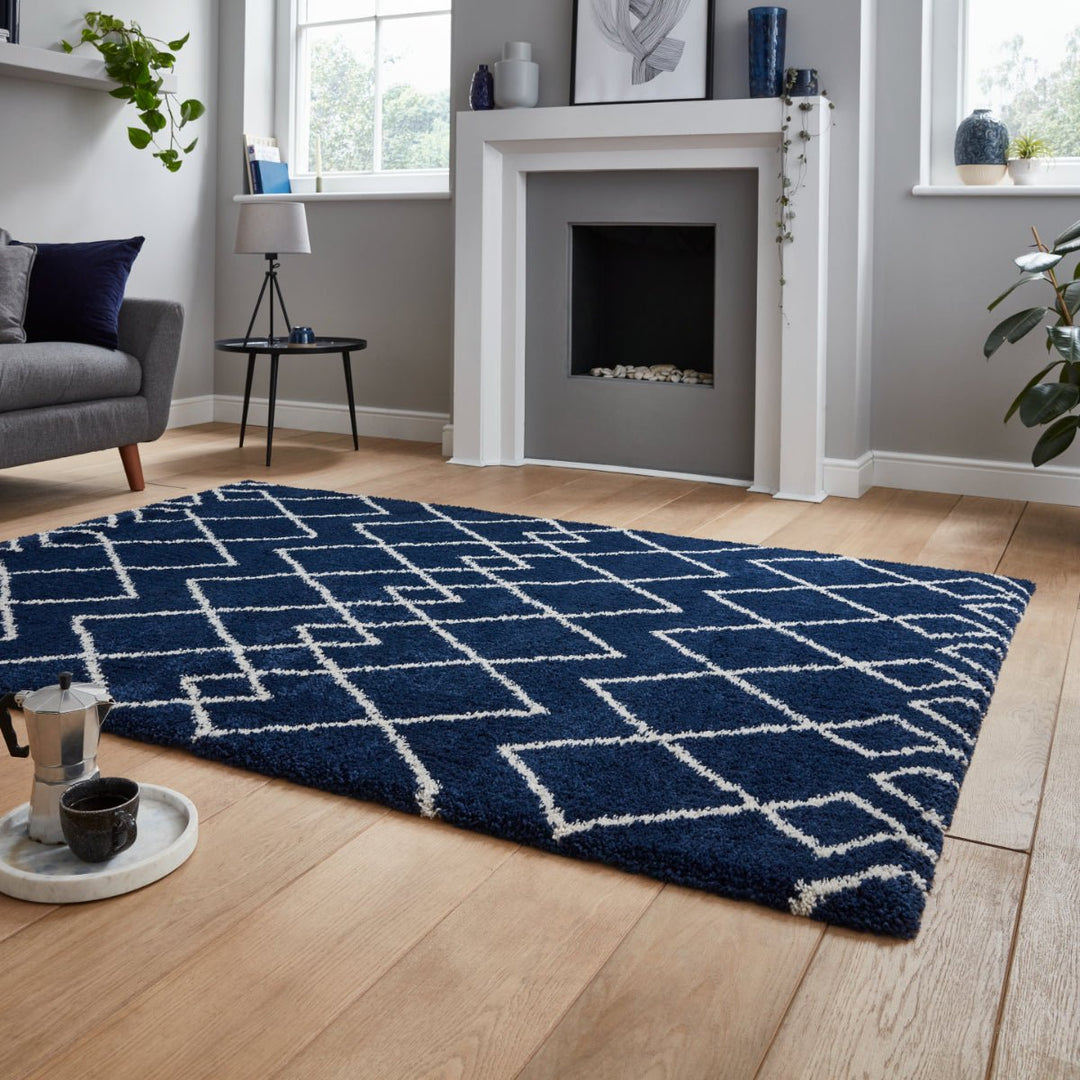 RNA638NAVY1217 - Royal Nomadic A638 Shaggy Rug - Coa Living