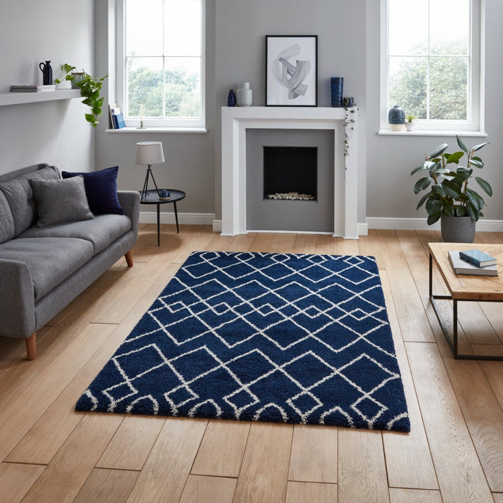 RNA638NAVY1217 - Royal Nomadic A638 Shaggy Rug - Coa Living