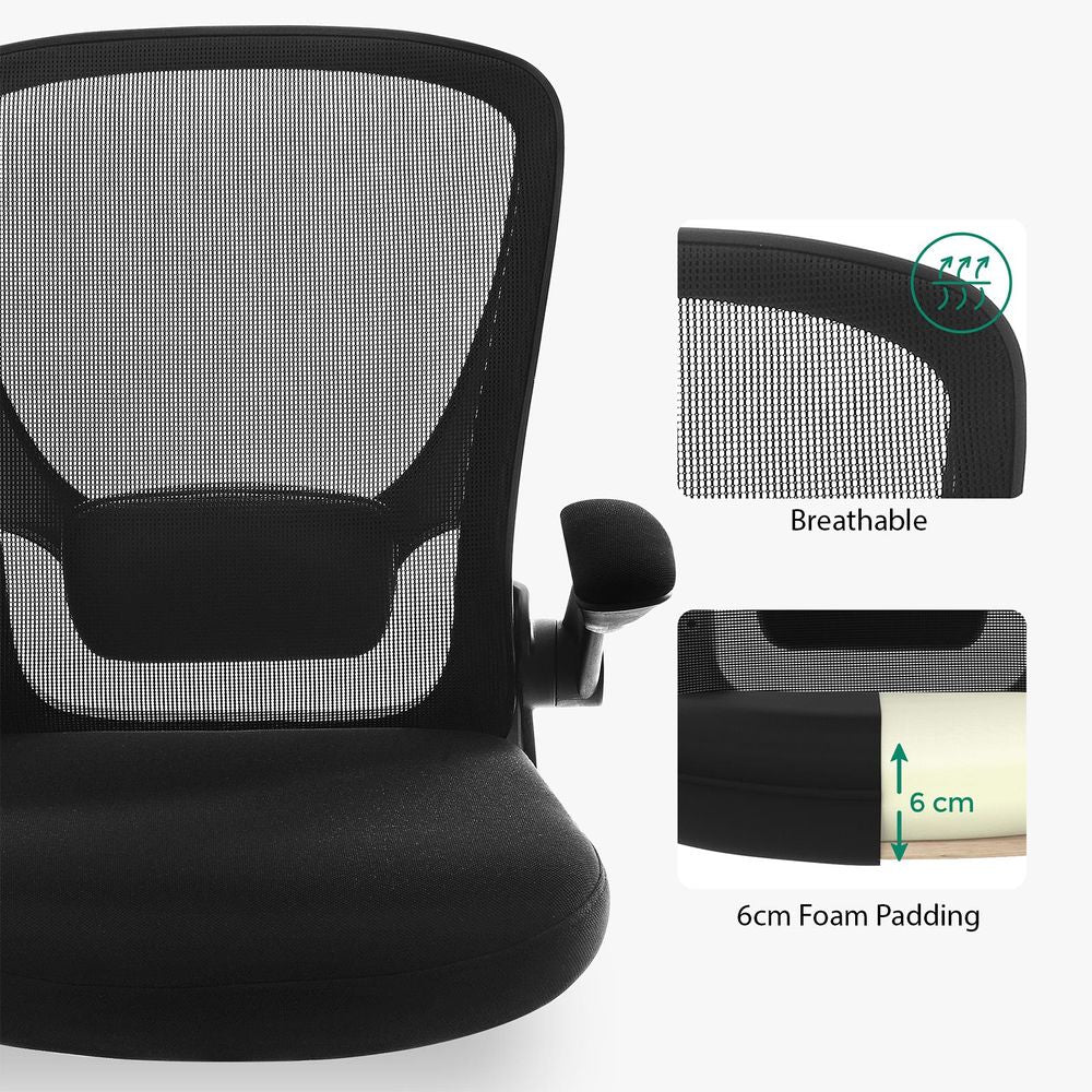 S035871705 - Coa Living Black Mesh Swivel Office Chair with Armrests and Lumbar Support - Coa Living