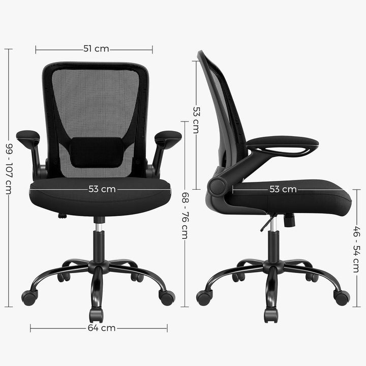 S035871705 - Coa Living Black Mesh Swivel Office Chair with Armrests and Lumbar Support - Coa Living