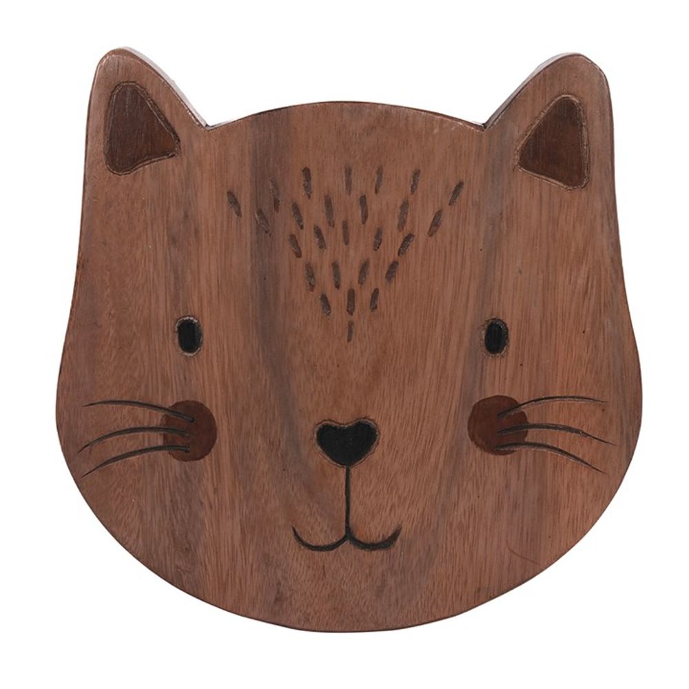 S03720033 - 26cm Children's Wooden Cat Stool - Coa Living