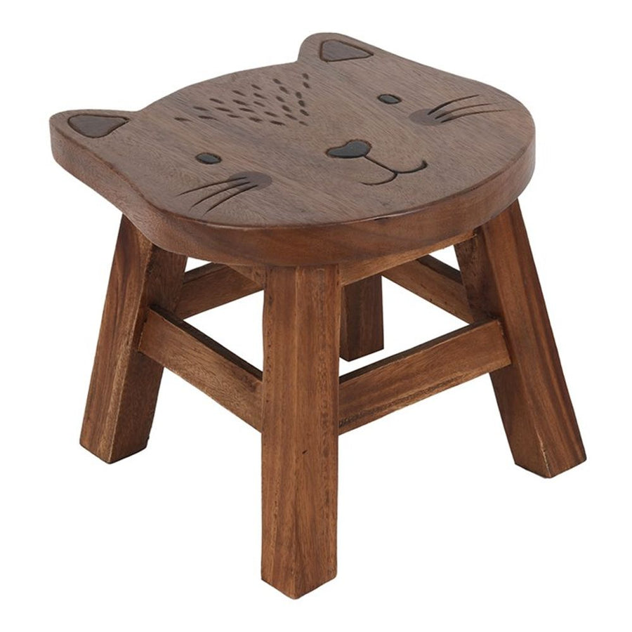 S03720033 - 26cm Children's Wooden Cat Stool - Coa Living