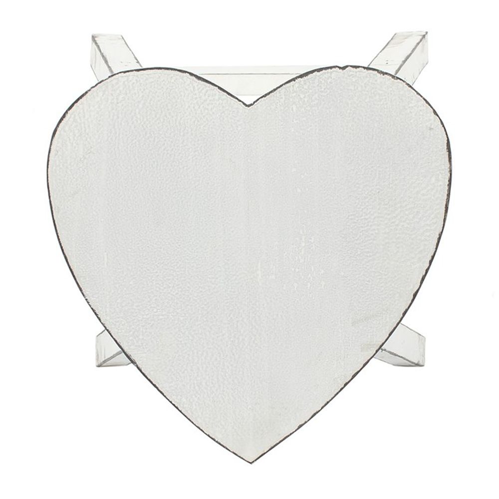 S03722440 - White Shabby Heart Stool - Coa Living