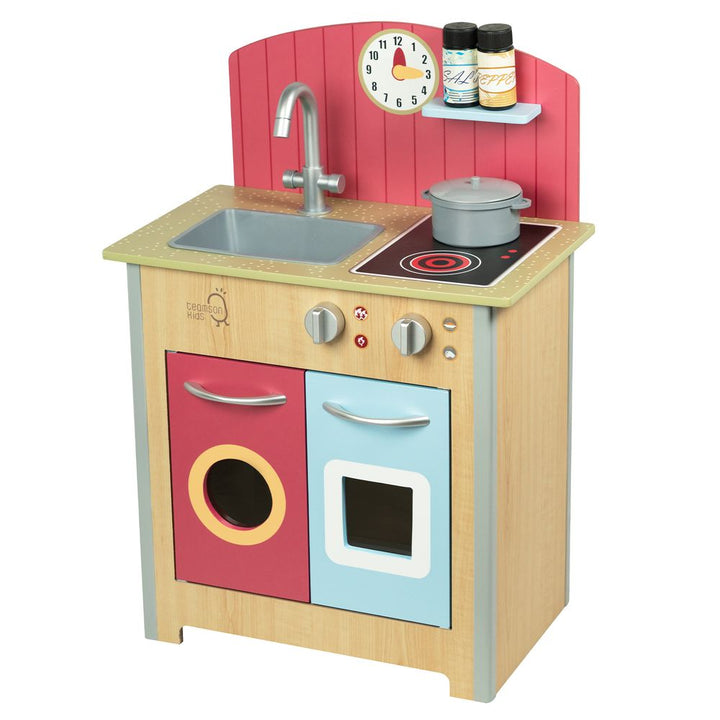 S0671016168 - Wooden Kitchen Playset with Interactive Features and 4 Accessories - Coa Living