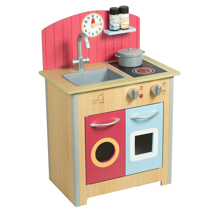 S0671016168 - Wooden Kitchen Playset with Interactive Features and 4 Accessories - Coa Living