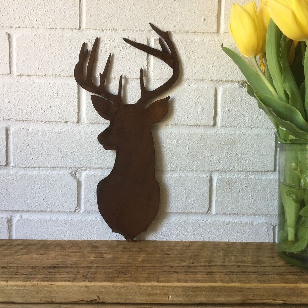 S0671056474 - Rustico Industrial 36cm Large Metal Christmas Decoration Stags Head - Coa Living