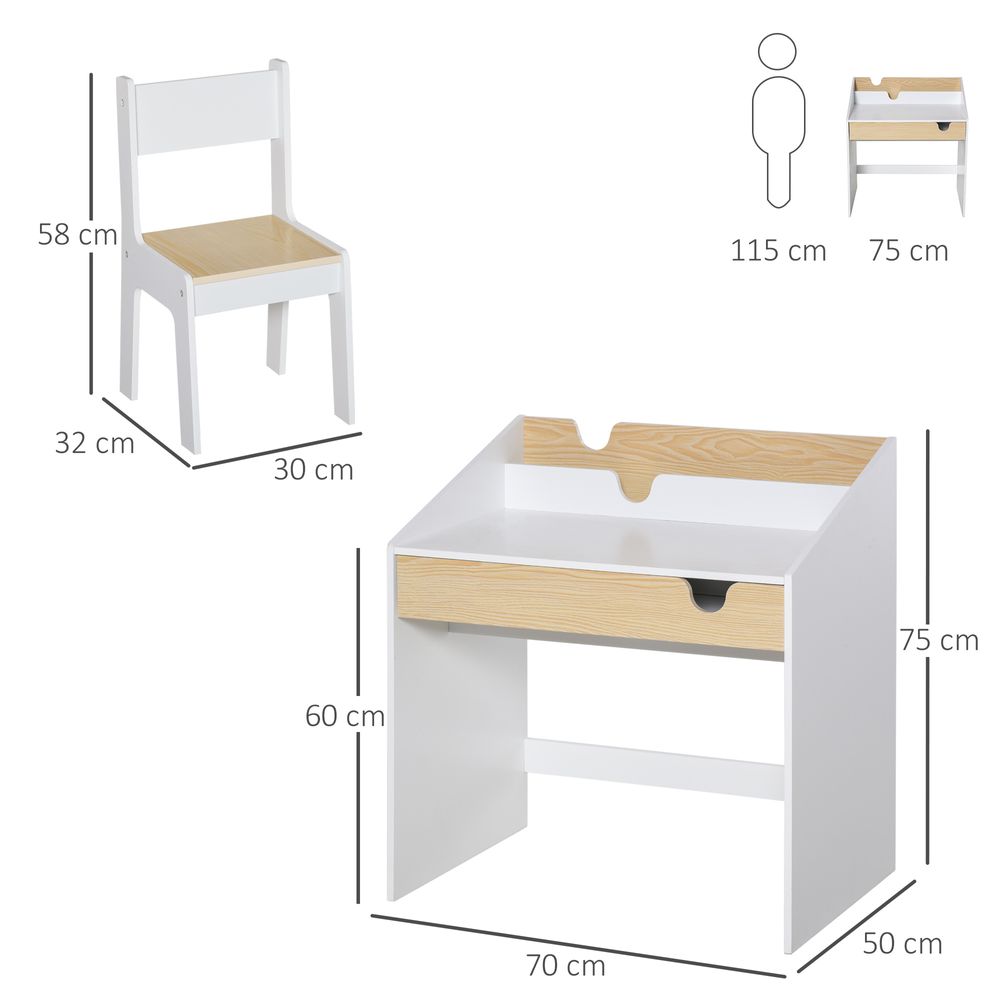 S0671078826 - Children's Wooden Desk and Chair Set with Storage - Coa Living