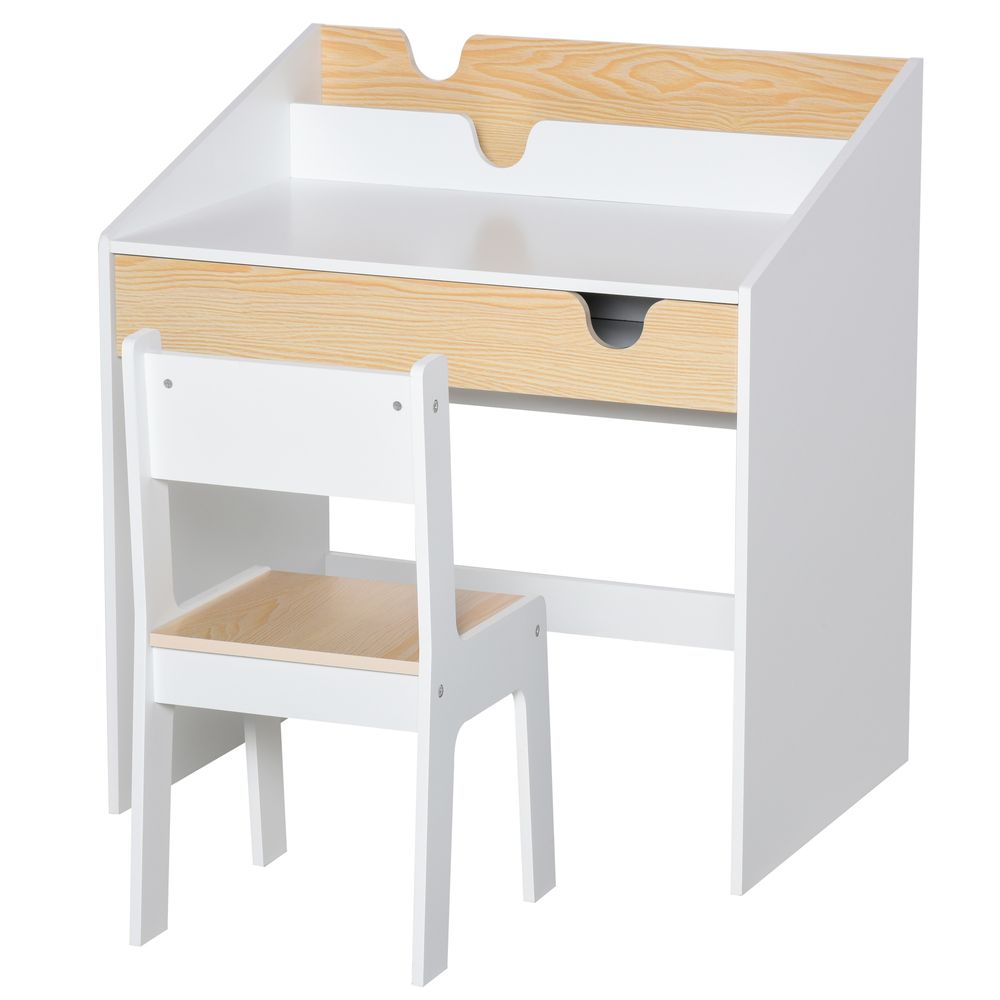 S0671078826 - Children's Wooden Desk and Chair Set with Storage - Coa Living