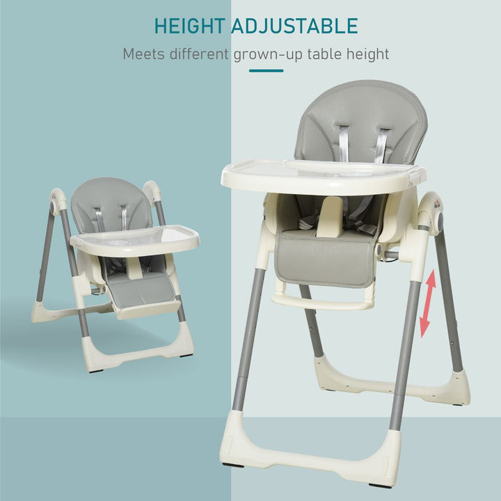 S0671079252 - Fully Collapsible and Adjustable High Chair with Tray, 5-Point Harness and Footrest - Coa Living