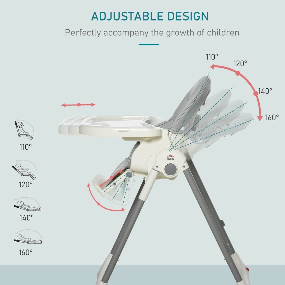 S0671079252 - Fully Collapsible and Adjustable High Chair with Tray, 5-Point Harness and Footrest - Coa Living