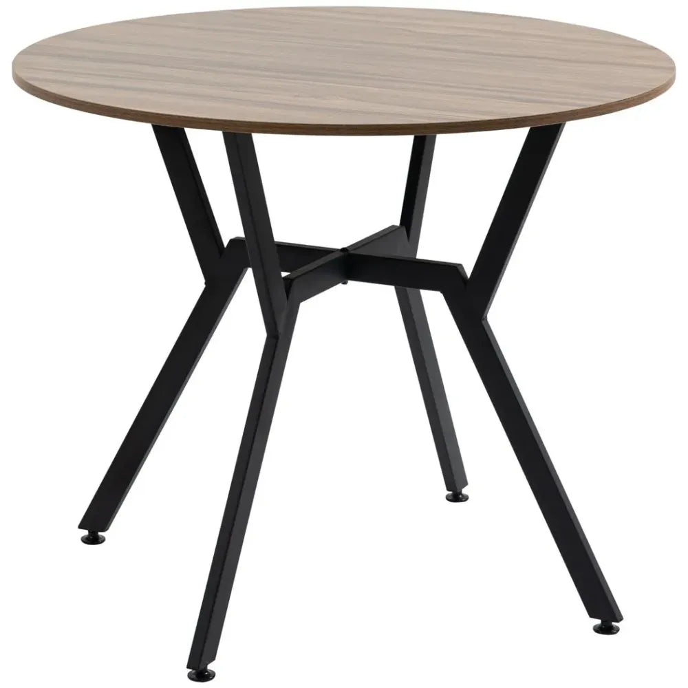 S0671097252 - Mette Round Industrial Dining Table with Wooden Top and Steel Legs - Coa Living