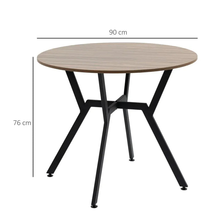 S0671097252 - Mette Round Industrial Dining Table with Wooden Top and Steel Legs - Coa Living