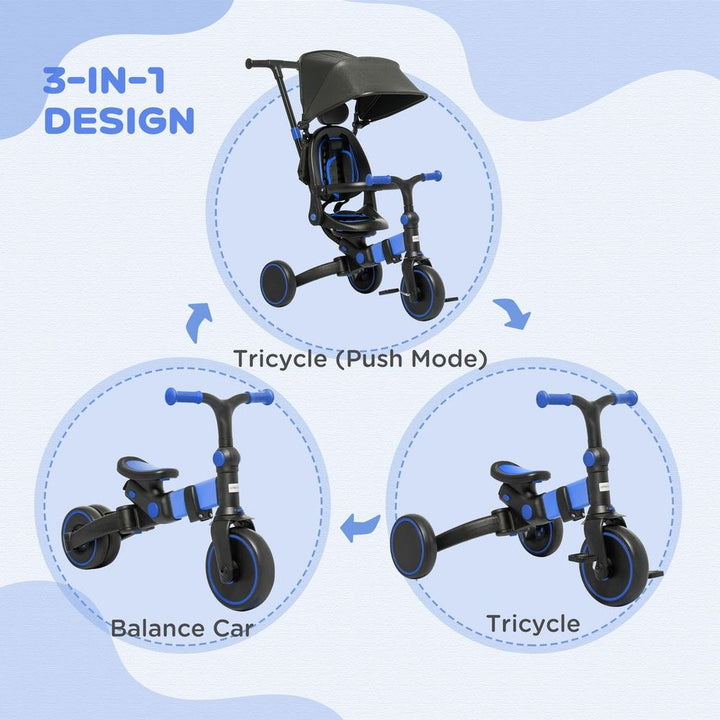 S0671114477 - AIYAPLAY 3 in 1 Toddler Tricycle with Adjustable Push Handle - Coa Living