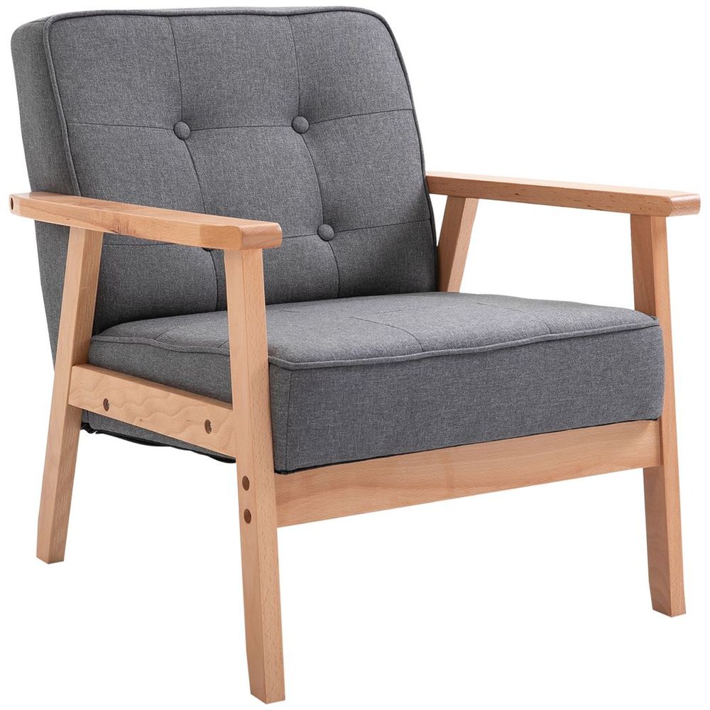 S0671114480 - Clementine Accent Armchair with Beech Frame in Linen Grey - Coa Living