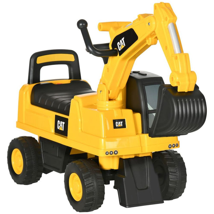 S0671114588 - CAT Licensed Toddler Ride-on Push Along Digger with Storage Seat - Coa Living