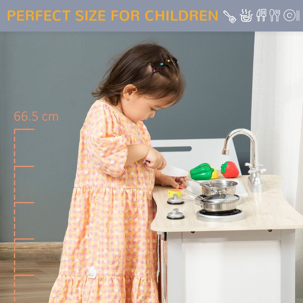 S0671148710 - Wooden Kitchen Playset with Interactive Features and 5 Accessories - Coa Living