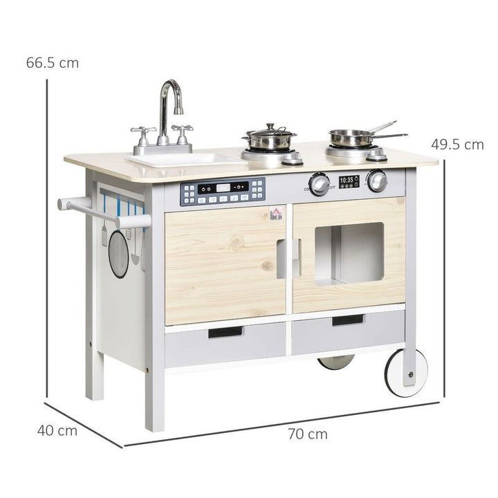 S0671148710 - Wooden Kitchen Playset with Interactive Features and 5 Accessories - Coa Living