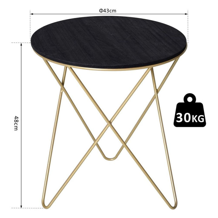 S0671149223 - Theodore Round Black and gold Coffee Table with Angled Hairpin Legs - Coa Living